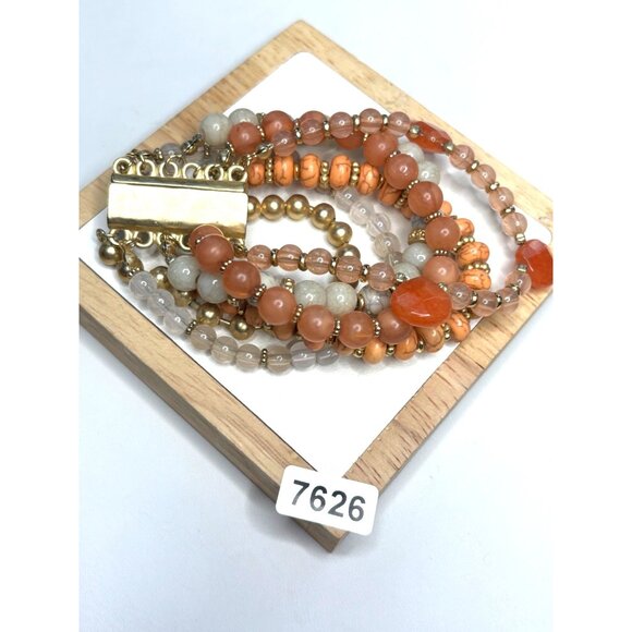 Chicos Multi-Strand Beaded Bracelet With Gold-Tone Accents & Coral Beads - Picture 4 of 10